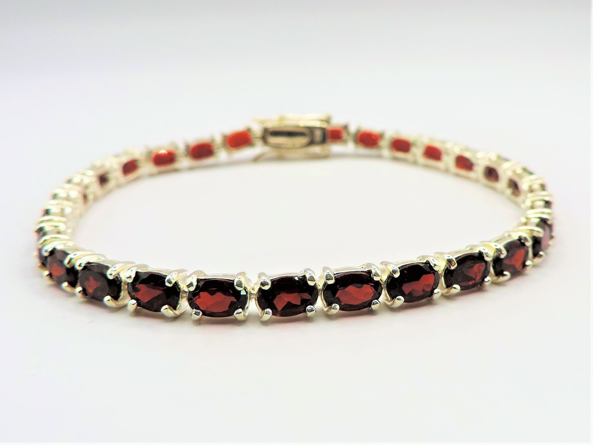 Sterling Silver 15ct Garnet Tennis Bracelet New with Gift Box - Image 2 of 5