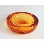 Vintage Whitefriars Amber Bubble Glass Bowl