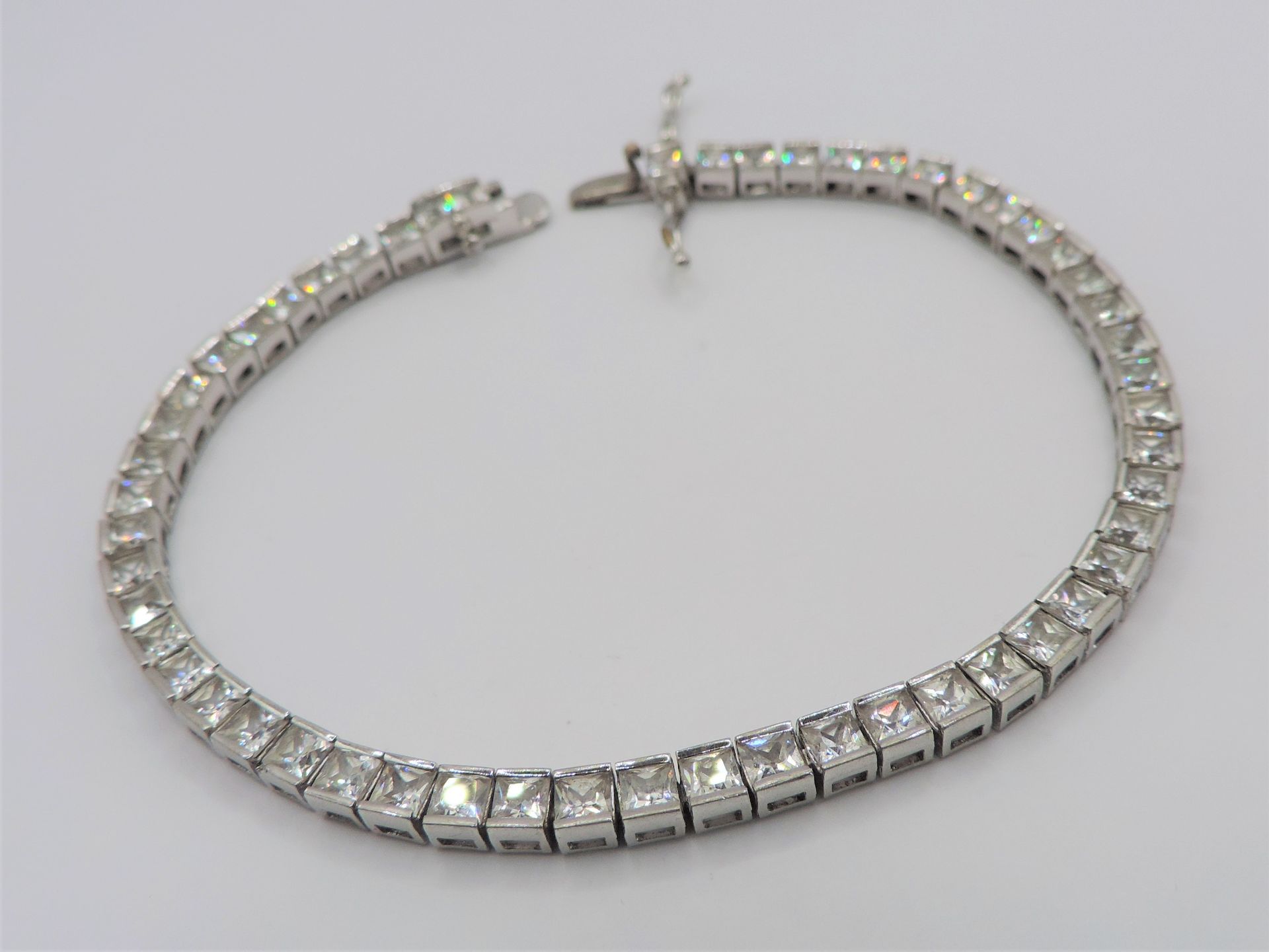 Italian 925 Silver White Gemstone Tennis Bracelet - Image 2 of 6