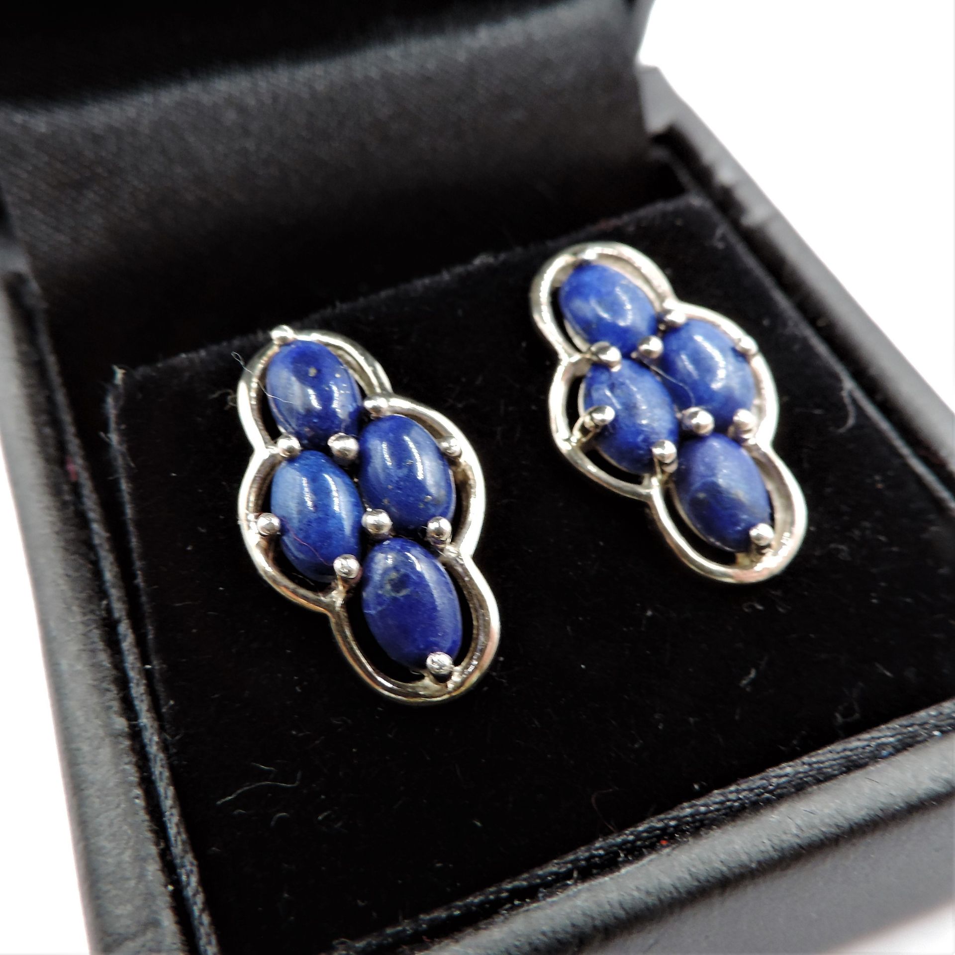 Sterling Silver Lapis Lazuli Earrings New with Gift Pouch - Image 2 of 3