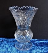 Vintage Bohemian Crystal Vase 18cm tall