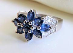 Sterling Silver 2.9ct Sapphire Ring New with Gift Box