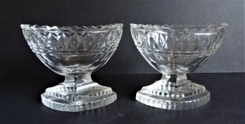 Antique Georgian Navette Cut Glass Salts c. 1820