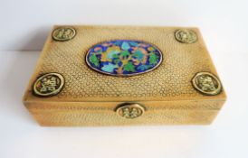 Antique Chinese Brass Box with Cloisonne Panel