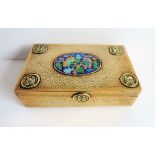 Antique Chinese Brass Box with Cloisonne Panel