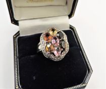 Sterling Silver Tutti Frutti Gemstone Ring New in Gift Pouch