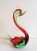 Vintage Murano Sommerso Glass Swan