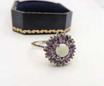 Sterling Silver 2.13ct Amethyst & Opal Ring New with Gift Pouch