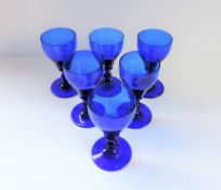 Set of 6 Cobalt Blue Wine Glasses