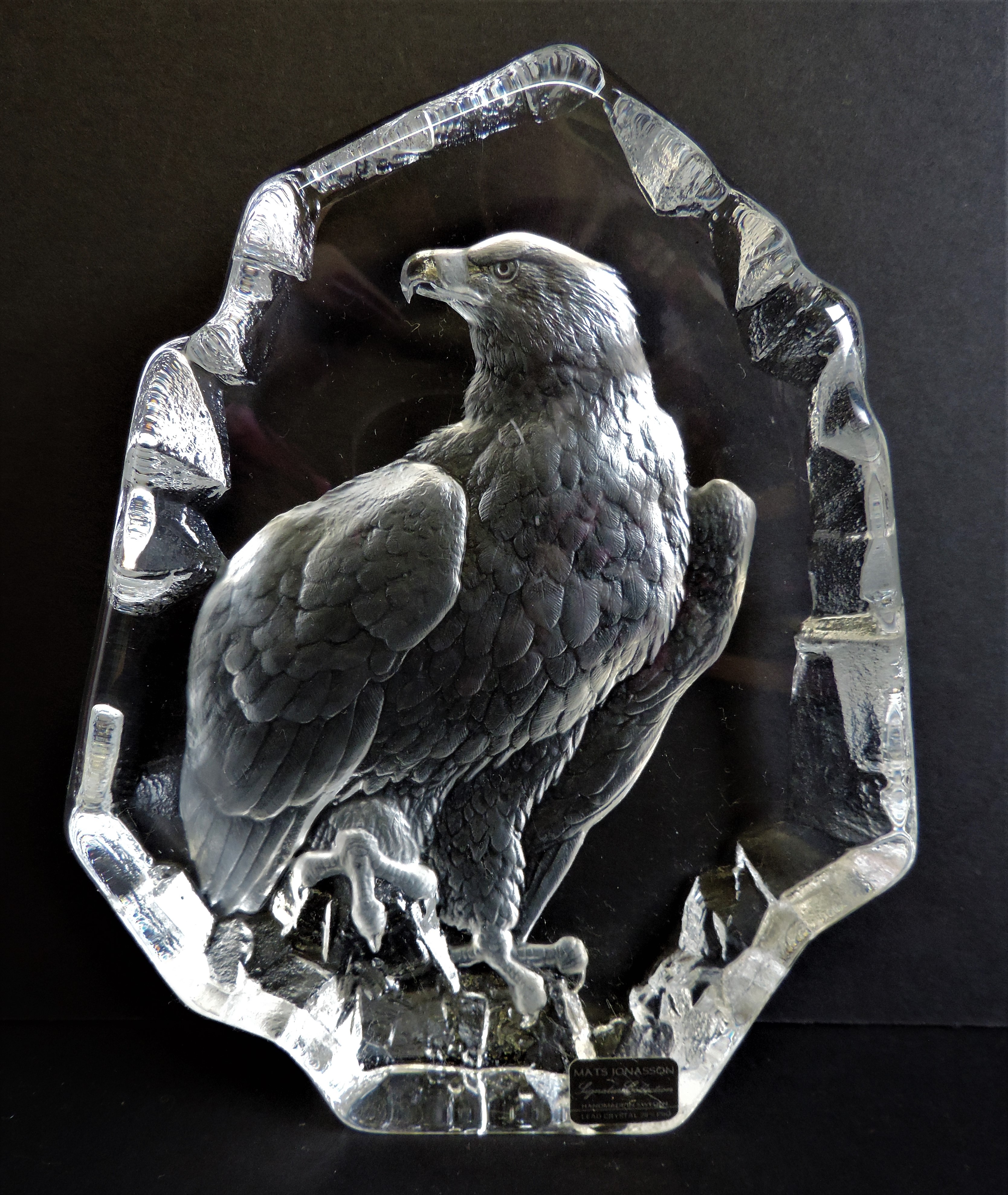 Large Mats Jonasson Crystal Eagle Sculpture 20cm High - Image 4 of 4