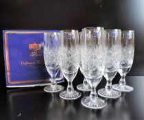 Set 6 Thomas Webb Crystal 'Wellington' Tall Champagne Glasses New Boxed