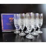 Set 6 Thomas Webb Crystal 'Wellington' Tall Champagne Glasses New Boxed