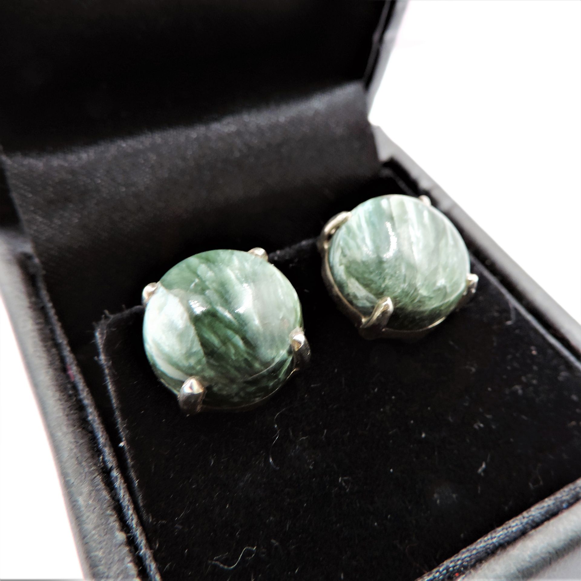 Sterling Silver Green Amazonite Stud Earrings New with Gift Pouch - Image 2 of 3