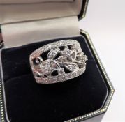 Sterling Silver White Gemstone Filigree Ring New with Gift Pouch