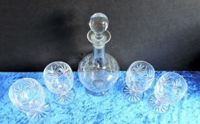 Crystal Decanter and Wine Glasses Drinks Set