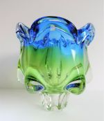 Large Murano Sommerso Art Glass Bowl 19cm High