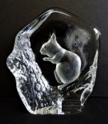 Signed Mats Jonasson Crystal Squirrel Sculpture 11cm High