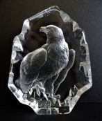 Large Mats Jonasson Crystal Eagle Sculpture 20cm High