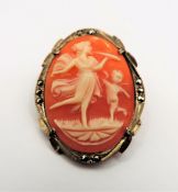 Vintage 800 Silver Cameo Brooch