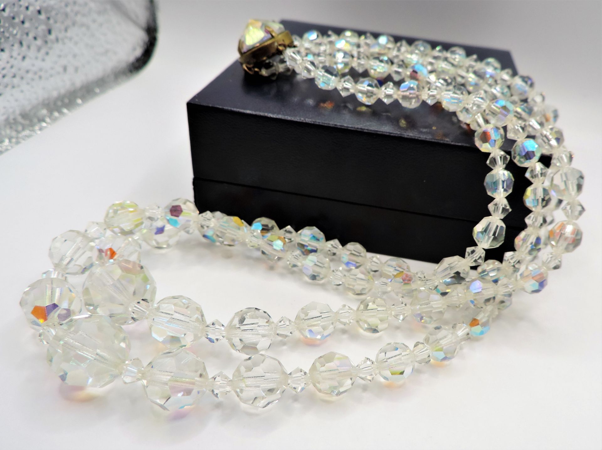 Vintage 2 Strand Graduated Aurora Borealis Crystal Necklace - Image 4 of 4