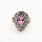 Sterling Silver Pink & White Topaz Ring New with Gift Box