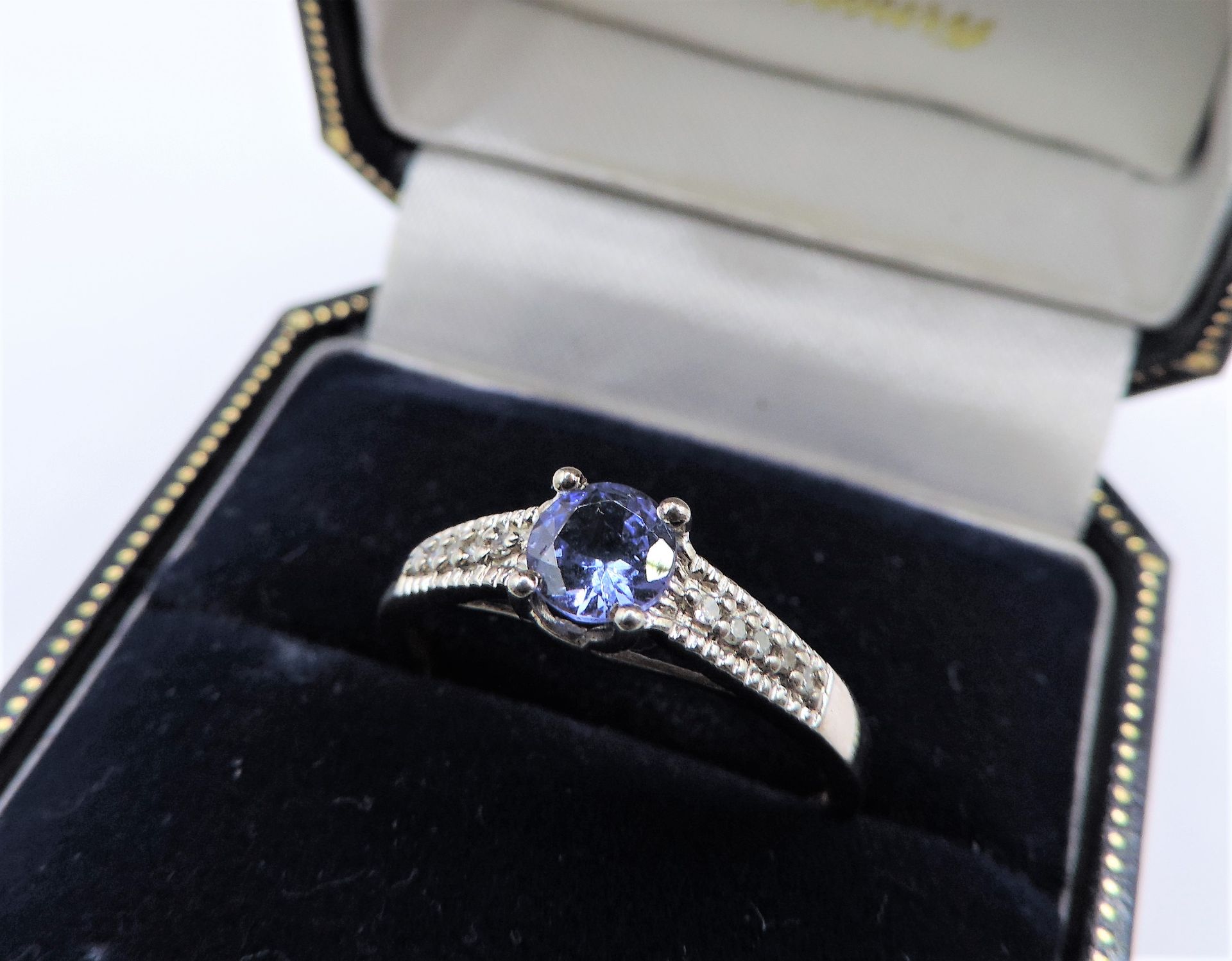 Sterling Silver Tanzanite and Diamond Ring New with Gift Pouch - Image 4 of 4