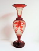 Antique Victorian Bohemian Ruby to Clear Glass Vase