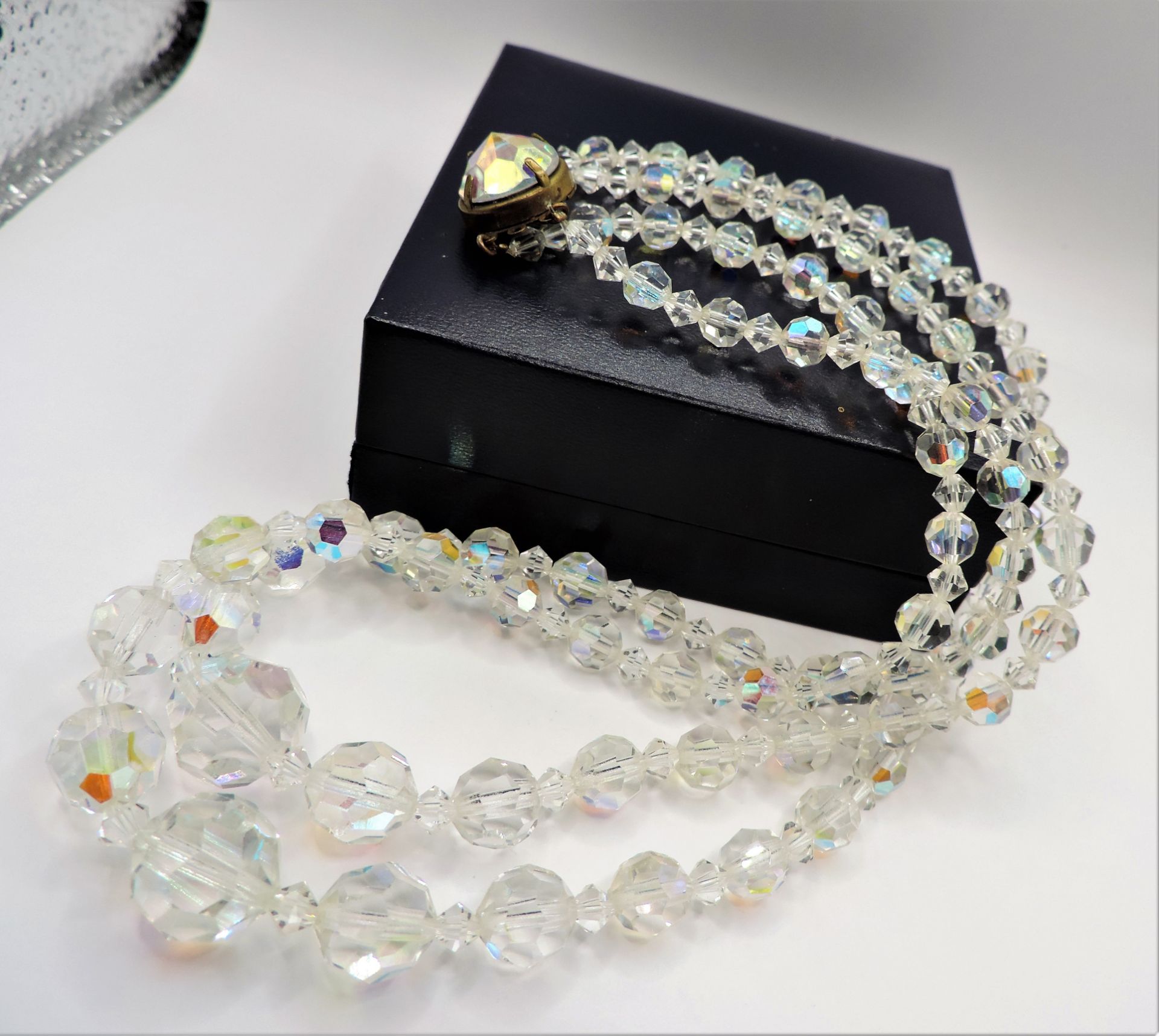 Vintage 2 Strand Graduated Aurora Borealis Crystal Necklace - Image 2 of 4