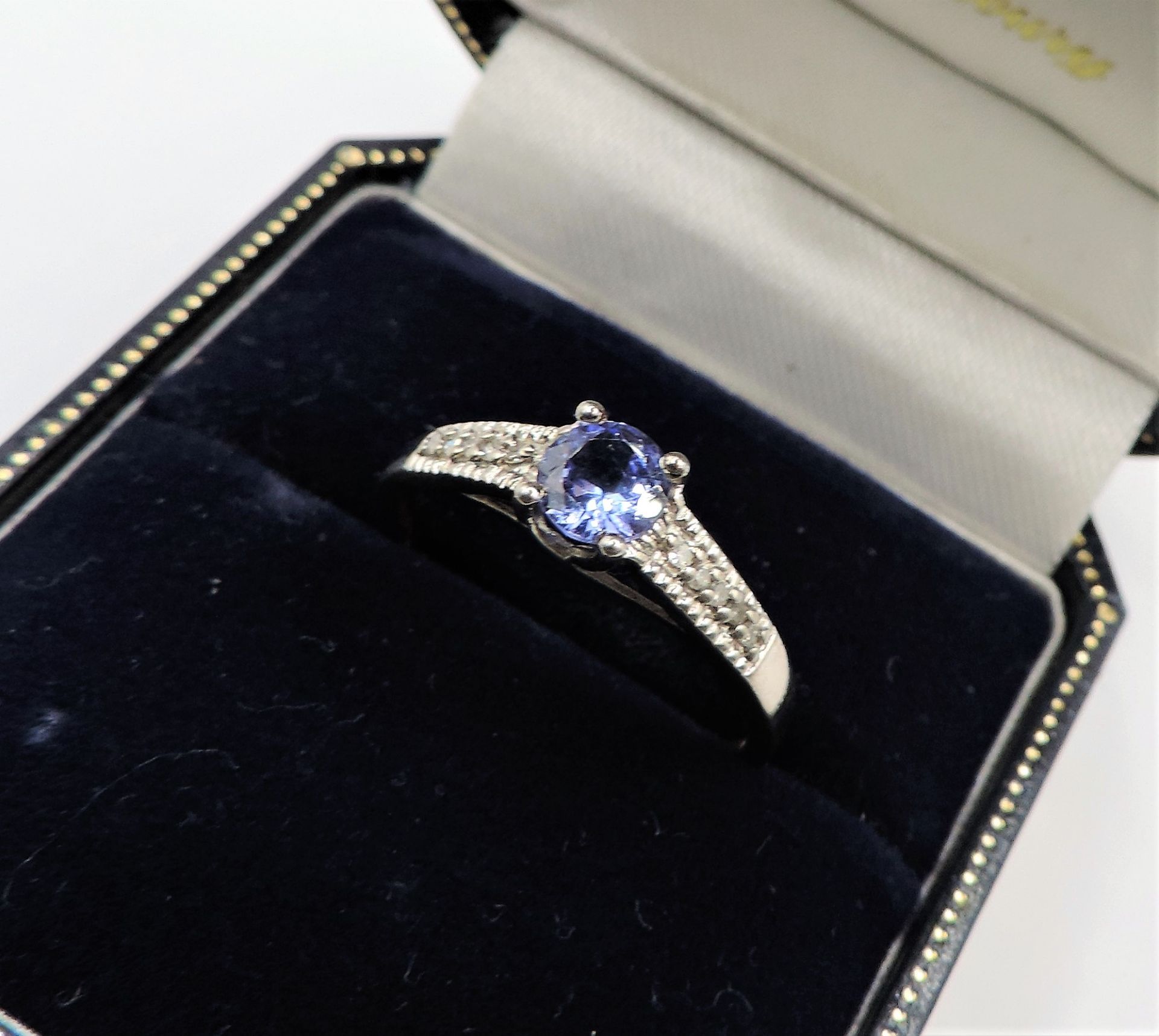 Sterling Silver Tanzanite and Diamond Ring New with Gift Pouch - Image 3 of 4