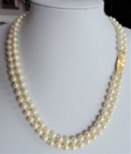 Double Strand 19 Inch Pearl Necklace