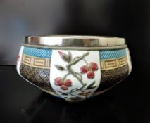 Antique Art Nouveau Wedgwood Majolica Silver Plate Rim Salad Bowl