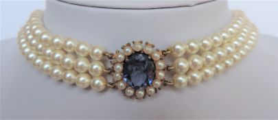 Princess Diana Inspired Triple Strand Pearl Choker Necklace