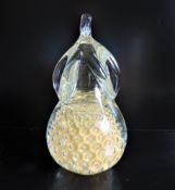 Crystal 24k Pure Gold Hand Blown Pear Paperweight FM Konstglas, Ronneby, Sweden