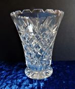 Vintage Cut Crystal Vase 18cm Tall