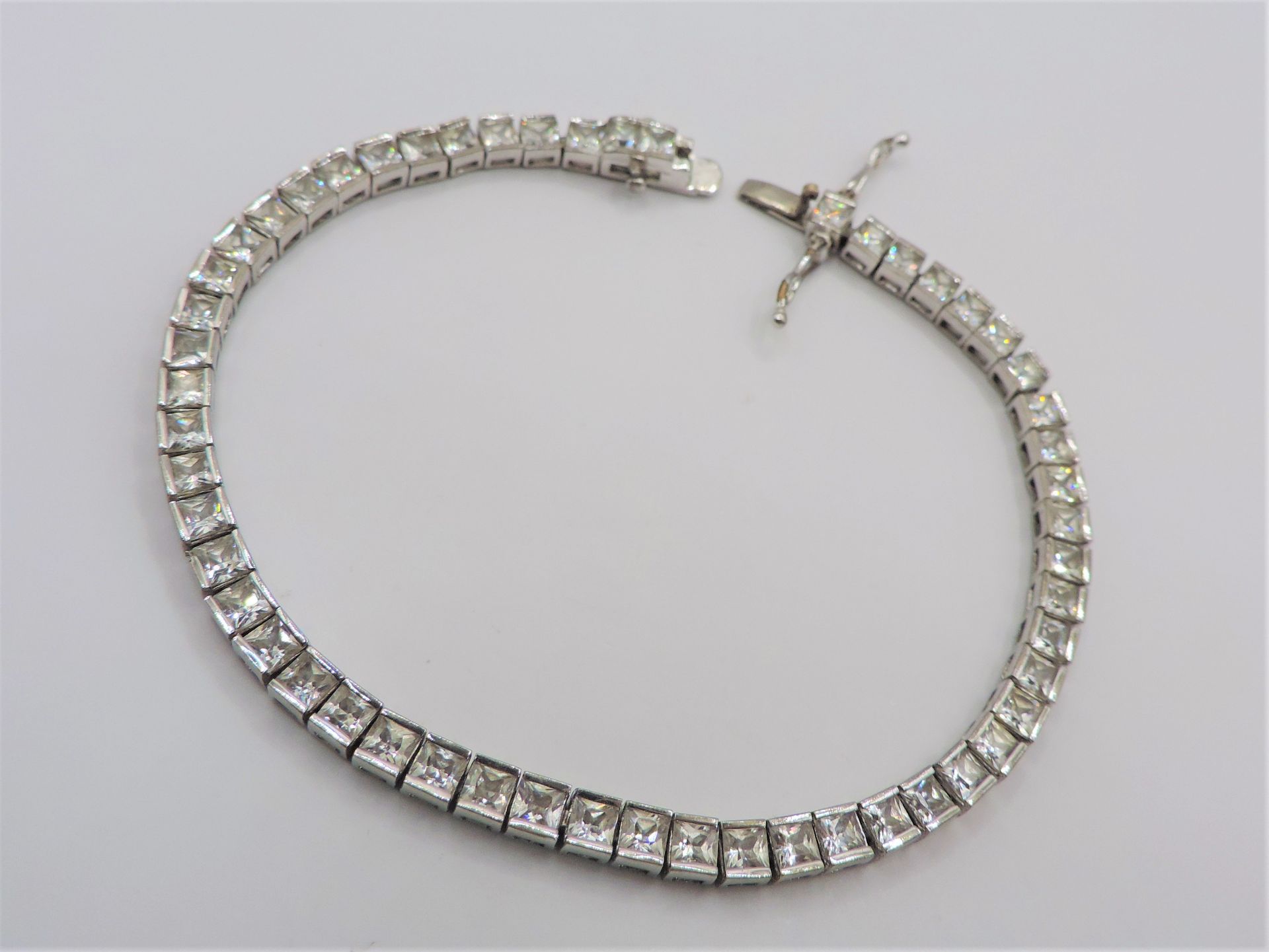 Italian 925 Silver White Gemstone Tennis Bracelet - Image 5 of 6