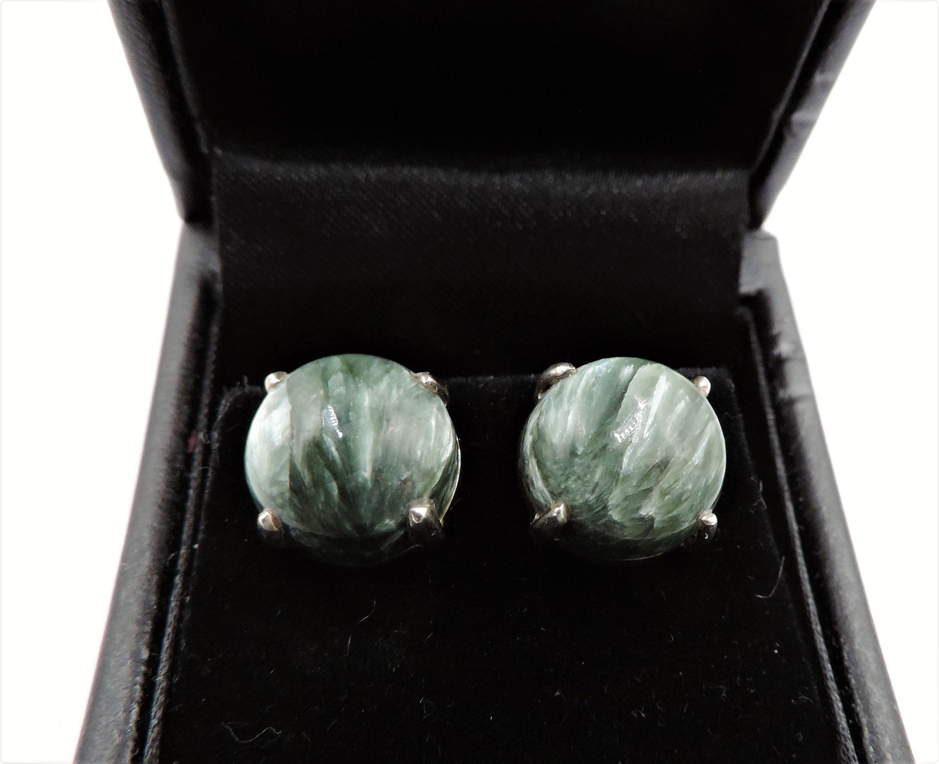 Sterling Silver Green Amazonite Stud Earrings New with Gift Pouch - Image 3 of 3