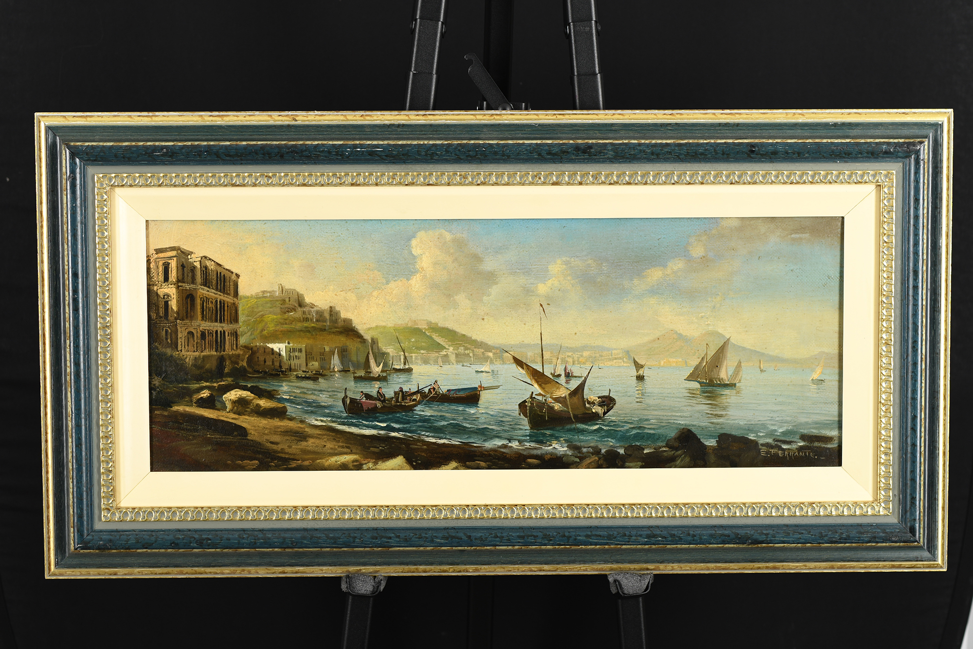 Oil on Canvas by E. Ferrante Harbour Scene - Image 2 of 8