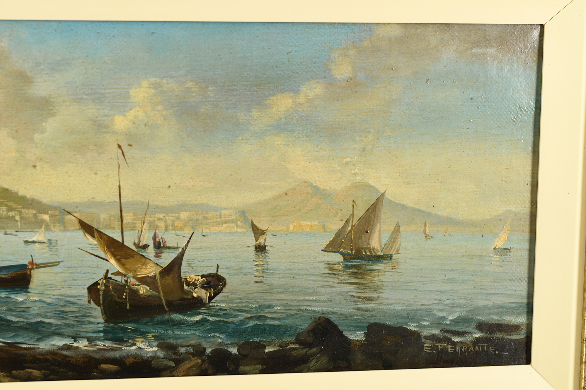 Oil on Canvas by E. Ferrante Harbour Scene