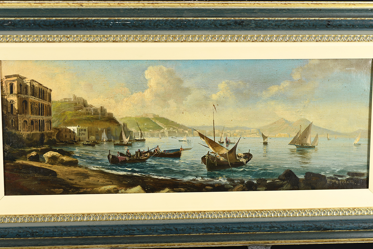 Oil on Canvas by E. Ferrante Harbour Scene - Image 8 of 8
