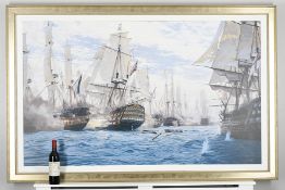 Framed Limited Edition on Canvas by Renowned Marine Artist Steven Dews ""The Battle of Trafalgar""
