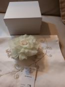 Hairpiece/Fascinator with Pearls and Pale Green Flower