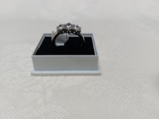3 Stone Rhodium Plated Engagement Ring Approx. 1.00 Carat. Size M RRP £189