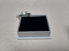Rhodium Plated Engagement Ring with Cz Approx. 0.8 Carat RRP £189. Size N