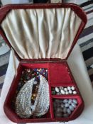 Vintage Jewellery Box with Beads and Vintage Neck Collar with Sequins