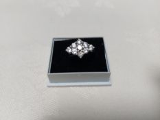Rhodium Plated Boat Shaped Cluster Engagement/Dress Ring Size M RRP £189