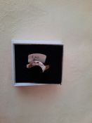 Rhodium Plated Set High Quality Cz Fancy Wishbone Shaped Wedding/Dress Ring. Size K. RRP £89