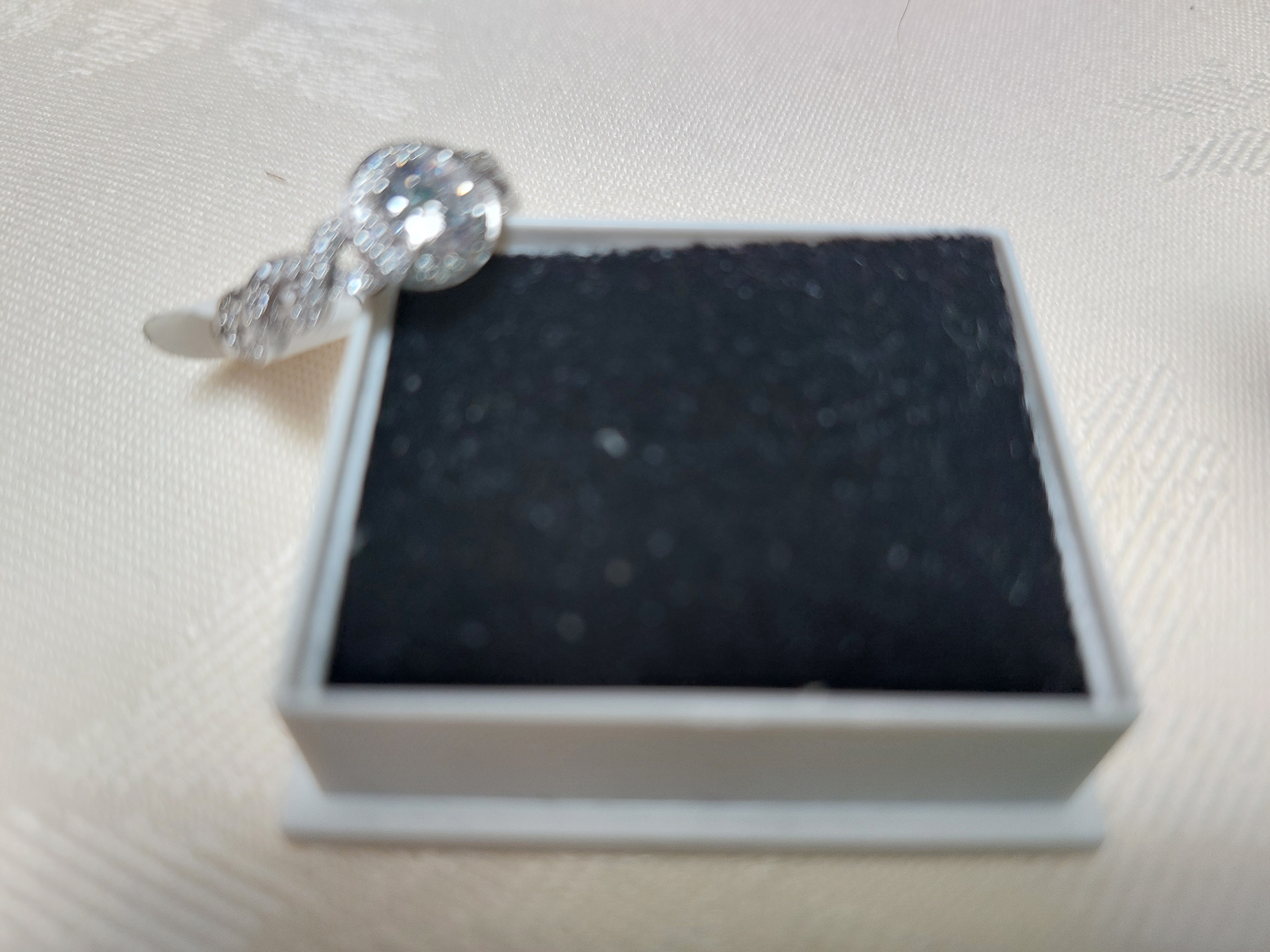 Rhodium Plated Engagement/Dress Ring with Cz Stone and Stone Set Shoulders. RRP £195, Size M - Image 2 of 2