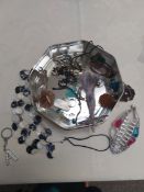 Tin of a Selection of Vintage Or Vintage Style Costume Jewellery and Beads