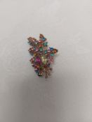 Lovely Brooch, Vintage. Coloured Stones 6 Cm Approx.