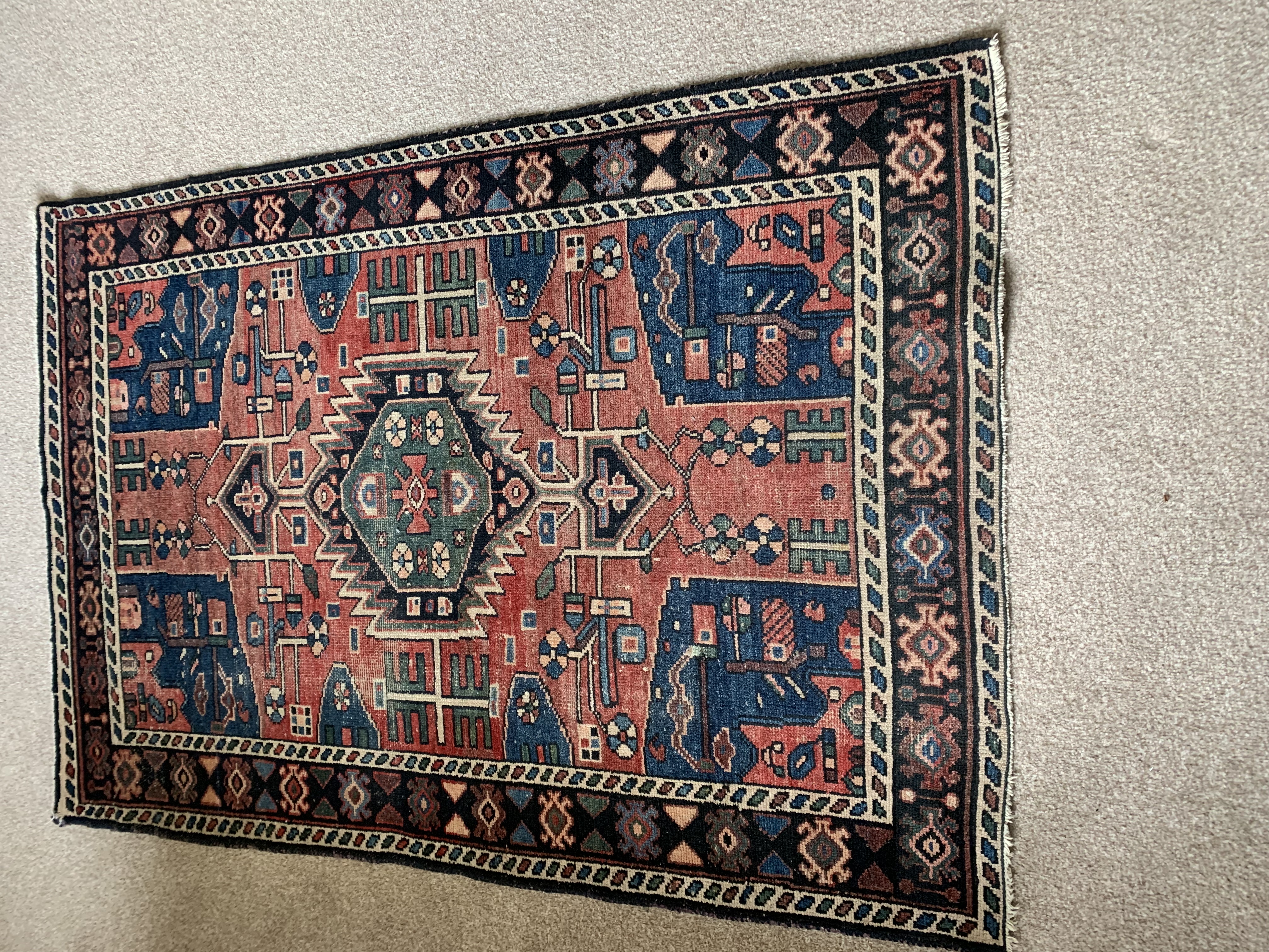 c1920 Antique Persian Turkmen Tribal Carpet